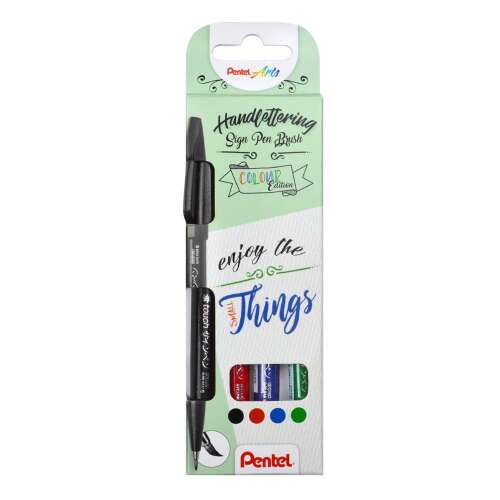 Ecsettoll, kalligrafikus hajlékony hegyű, Pentel SES15 Basic 4-es klt. 78230161 - Pentel
