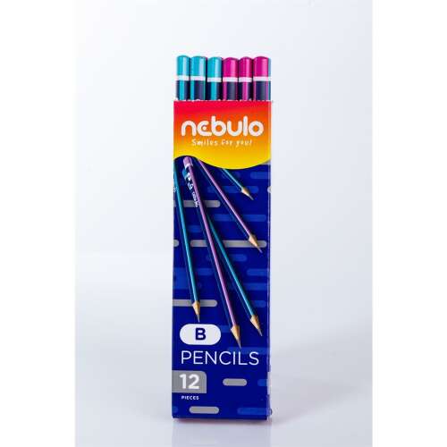 Nebulo B ceruzák, 12 db-os csomag, kék és lila csíkos ceruzák