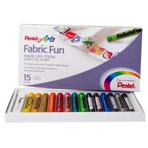 Pentel Fabric Fun pasztell textilkréták, 15 szín, textilkréták minták készítéséhez szövetre - Pentel