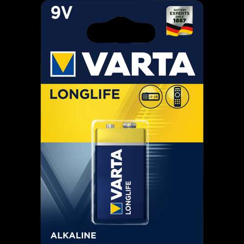 Varta Longlife 9V Alkáli Elem - 6LR61 - 1 db 78758494 - Varta