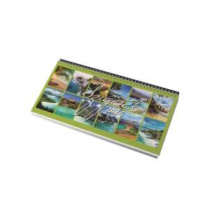 Realsystem 2024 Inseln Tischkalender, 320mmx155mm, Wochenlayout, mit blauer Kunstlederhülle - REALSYSTEM