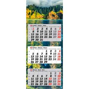 2024-es Realsystem falinaptár hegyekkel, 3 részes, 300mm x 680mm, színes hátlappal - REALSYSTEM