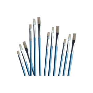 12 darabos lapos festőecset készlet, Educa márka, kék nyéllel - Iskolai ecset