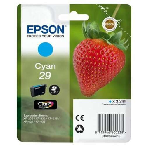 Epson Claria 29 Cián Tintapatron, T2982, C13T29824012, eredeti, Epson nyomtatókhoz