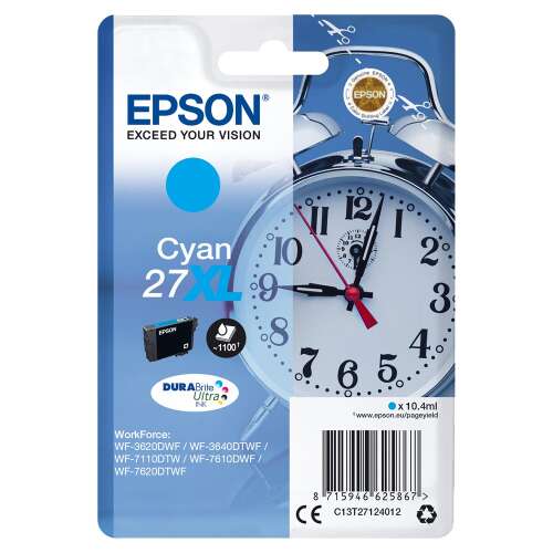 Epson T2712 Cyan Ink Cartridge, 10.4ml, XL, for WorkForce WF-3620, WF-3640, WF-7110, WF-7610, WF-7620 printers