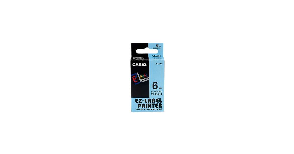 Lettering machine tape XR-6X1 6mmx8m Casio water clear/black