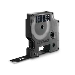 Dymo D1 Durable Label Tape, 12mm x 3m, White on Black - Office Supplie & Stationery