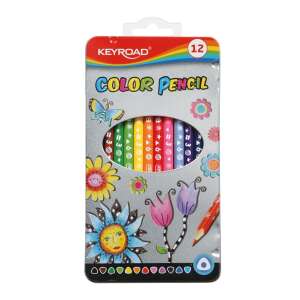 Set de 12 creioane colorate Keyroad într-o cutie metalică - Creioane colorate