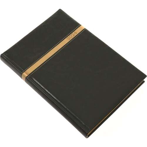 Black leather 2024 daily planner, Realsystem Business B/5