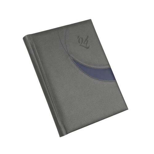 Határidőnapló Prémium M B/5, heti krémszínű lapokkal szürke Realsystem 2024.