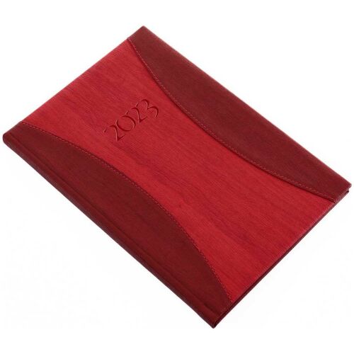 Határidőnapló Prémium M B/5, heti krémszínű lapokkal piros Realsystem 2026.