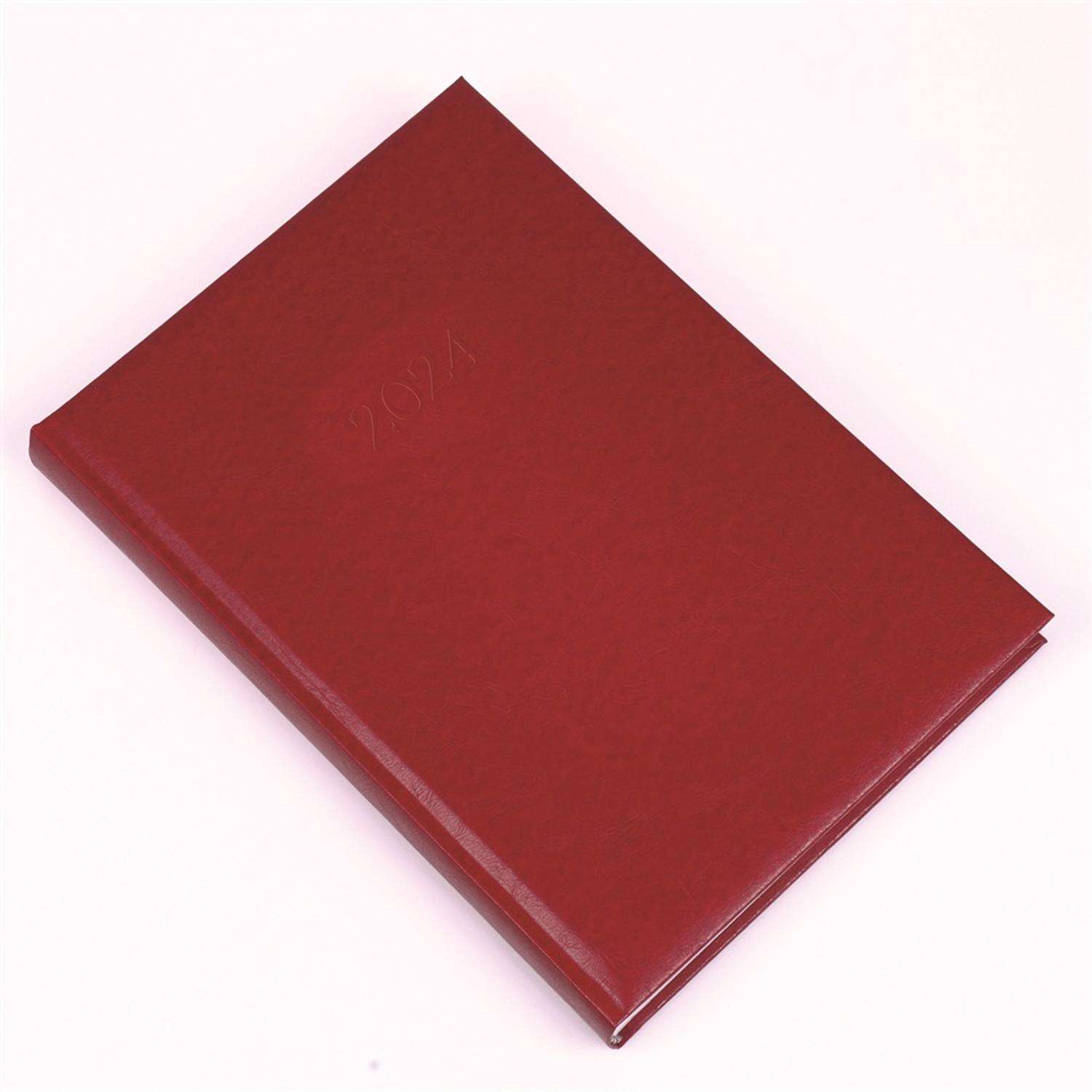 Tageskalender Standard B/5 mit täglichen weißen Seiten burgunderrot Realsystem 2024.