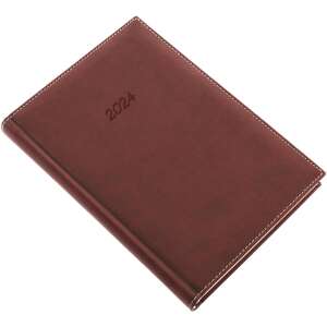 Realsystem 2024 Bolero A/5 daily planner with cream-colored pages, brown leather cover - REALSYSTEM
