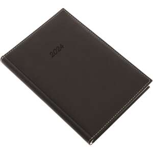Realsystem Bolero A/5 2024 daily planner with cream colored pages, black leather cover - REALSYSTEM