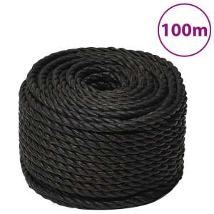 vidaXL Frânghie de lucru, negru, 14 mm, 100 m, polipropilenă 49117830 - Fixator