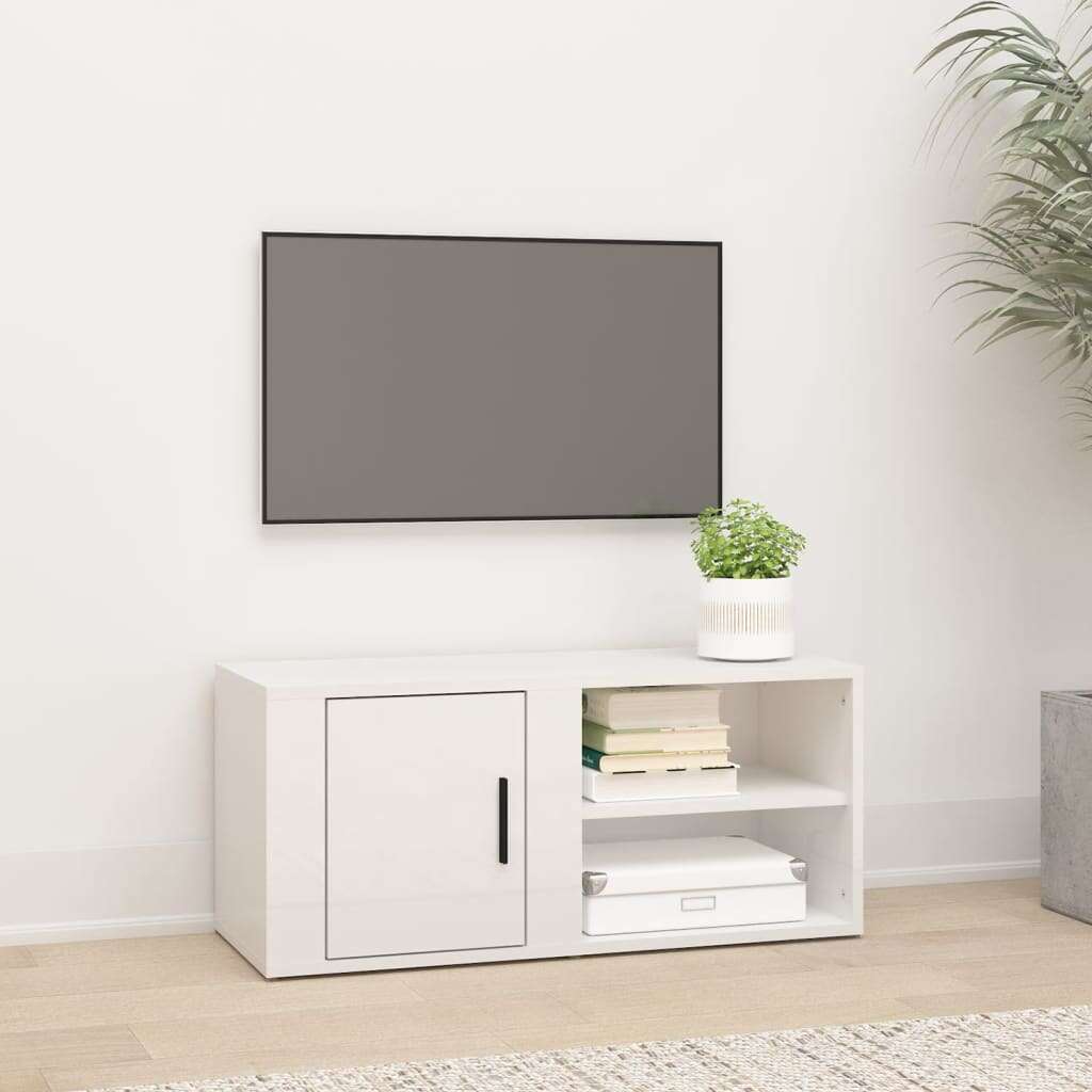 vidaXL fehér magasfényű szerelt fa TV-szekrény 80x31,5x36 cm