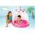 Intex Caticorn inflatable pool with canopy, pink and white unicorn design, for toddlers, with a child playing in it
