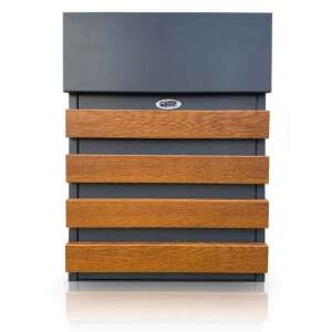 Four-Lines Postaláda Antracit-Arany tölgy mailbox, modern design, with wooden accents, front and back opening, wall mountable - Trezor