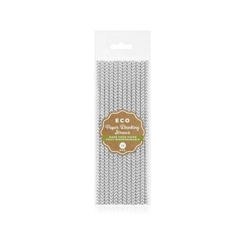 Silver Ezüst papír szívószál 12 db-os 50299420 - Godan