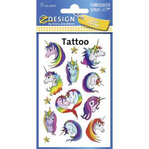 Avery Design Kinder Tattoos Einhorn Blatt, 1 Blatt pro Pack, temporäre Tattoos, Einhorn Tattoos, Kinder Tattoos - Avery