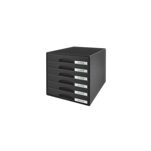 Leitz Plus black plastic drawer organizer with 6 drawers