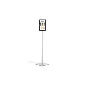 Durable Basic A4 information board stand, antracit, with a sign that says 'Please enter one at a time' - Work Safety