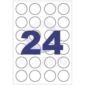 Etikett címke, 40mm, kör 100 lap, 24 címke/lap