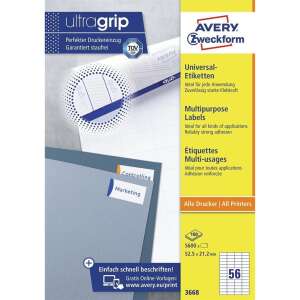 Avery Zweckform 3668 Universal Labels, 52.5 x 21.2 mm, 56 labels per sheet, 100 sheets per pack - Label sticker