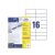 Avery universal labels 105x37mm, 16 labels per sheet, product packaging and label sheet