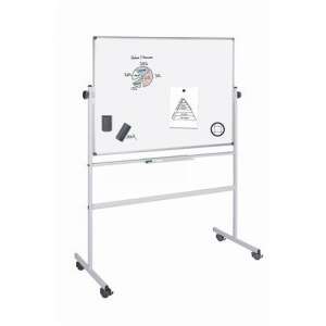 Bluering® kétoldalas mágneses forgatható fehér tábla kerekeken, 100x200cm - Prezentációs eszköz