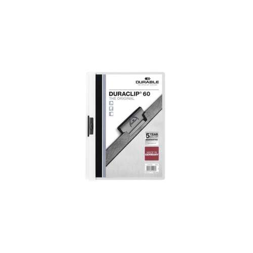 Durable Duraclip 60, dosar cu clip alb, format A4, capacitate 60 foi