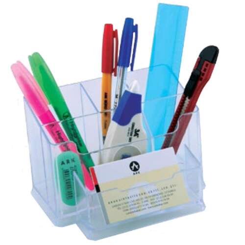 Stifthalter 6 Fächer 145x105x100mm, Kunststoff stehend, Bluering® wasserhell