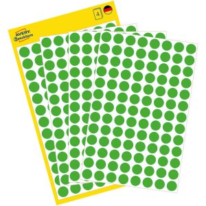 Avery Zweckform O8mm ablösbare grüne Punktetiketten - 104 Etiketten pro Blatt, 4 Blätter - Schreibwaren für das Büro