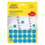 Avery Zweckform blue round dot stickers, 18mm diameter, for marking and labeling, 1056 stickers per pack, shown on a calendar