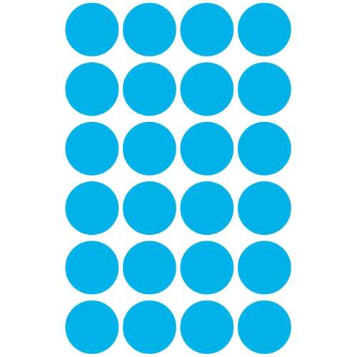 Avery Zweckform blue round labels, 18mm diameter, 96 labels per pack, 4 sheets per pack