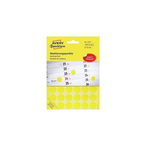 Avery Zweckform yellow marking dots, 18mm diameter, 1056 dots per pack