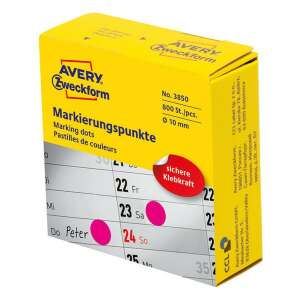 Avery Zweckform 10 mm runde rosa Punkt-Aufkleber, 800 Aufkleber pro Box, zum Beschriften, Organisieren und Dekorieren - Schreibwaren für das Büro