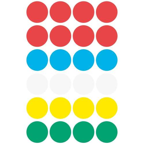 Avery Zweckform 18mm round color coding labels, 96 labels in 5 colors, red, blue, white, yellow, green