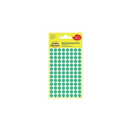 Avery Zweckform 8mm round green labels, permanent adhesive, removable, 416 labels per pack