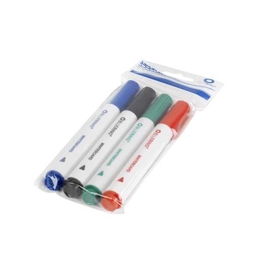 Bluering® táblamarkerek, 4-es készlet, kerek hegyű, kék, fekete, zöld, piros