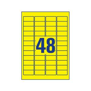 Avery Zweckform yellow removable labels, 48 labels per sheet, 20 sheets per box, 45.7 x 21.2 mm - Office paper product
