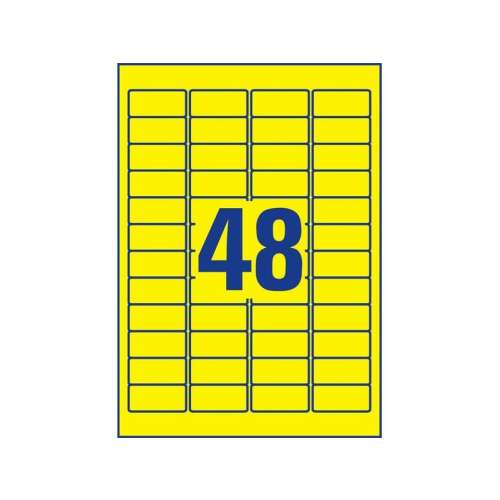 Avery Zweckform yellow removable labels, 48 labels per sheet, 20 sheets per box, 45.7 x 21.2 mm