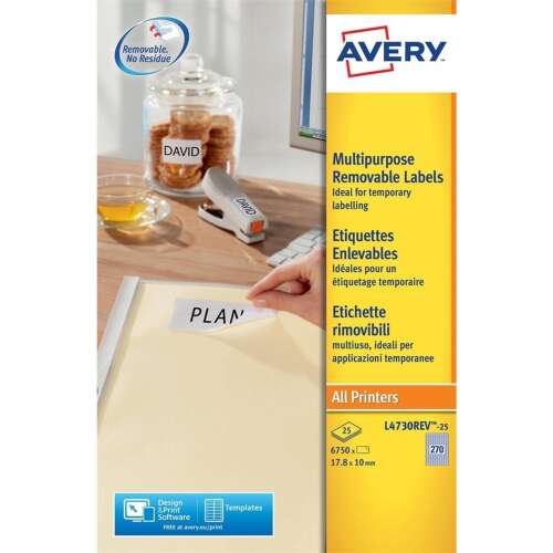 Avery Removable Multipurpose Labels 17.8x10mm in use, labeling a file folder