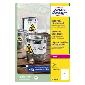 Etiketa AVERY L4775-100 210x297 mm bijela vremenski otporna 100 etiketa/kutija 100 listova/kutija 108026604 - Etiketa