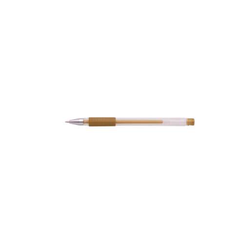 Goldfarbener Gel-Stift, 0,7 mm, ICO Gel-Ico, durchsichtiges Gehäuse