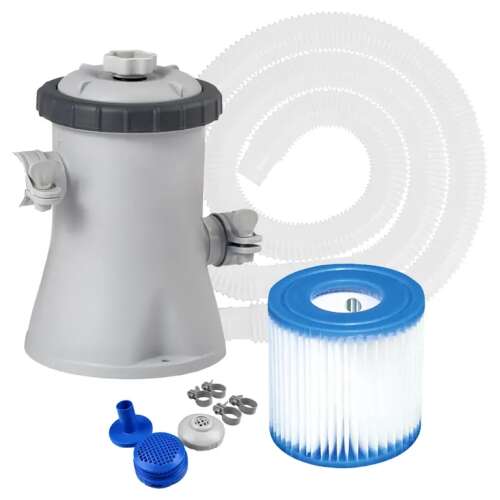 Intex C330 paper filter pool pump with filter cartridge, hoses, and nozzles