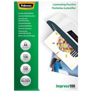 Fellowes® lamináló fóliák, A4 méret, 100 mikron, fényes felület, 100 db/doboz - Lamináló fólia