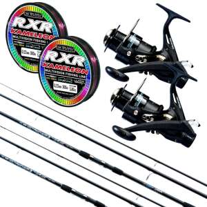 Jaxon tenesa dupla pontyozó szett 390 cm horgász szett két orsóval, két tekercs horgász zsinórral és három bottal - Bojlis szett