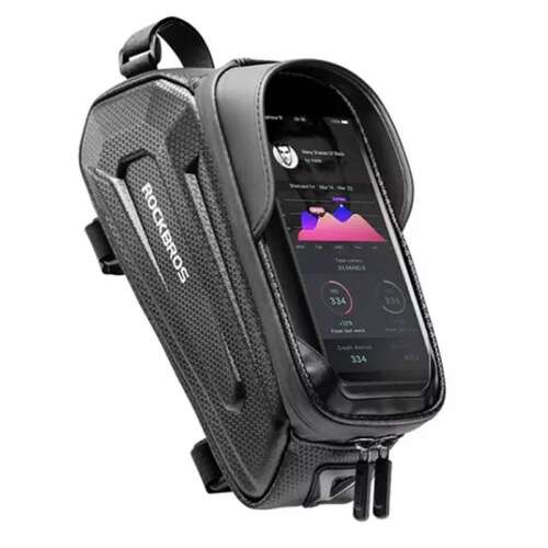 Rockbros B68 kerékpár telefon tartó táska, fekete, vízálló, érintőképernyős