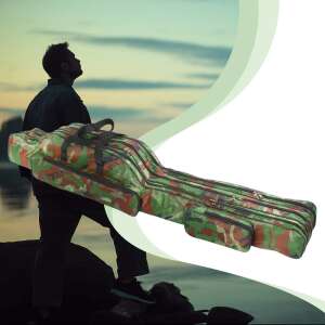 Fishing rod bag, 150cm, 3 compartments, 2 pockets, camouflage pattern - Rod Holdall & Hard Case Rod Holder